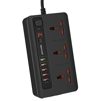 چندراهی برق پورودو Power Socket USB Hub Fast Charging With QC3.0 PD- 5P3SQCEU توان 33 وات